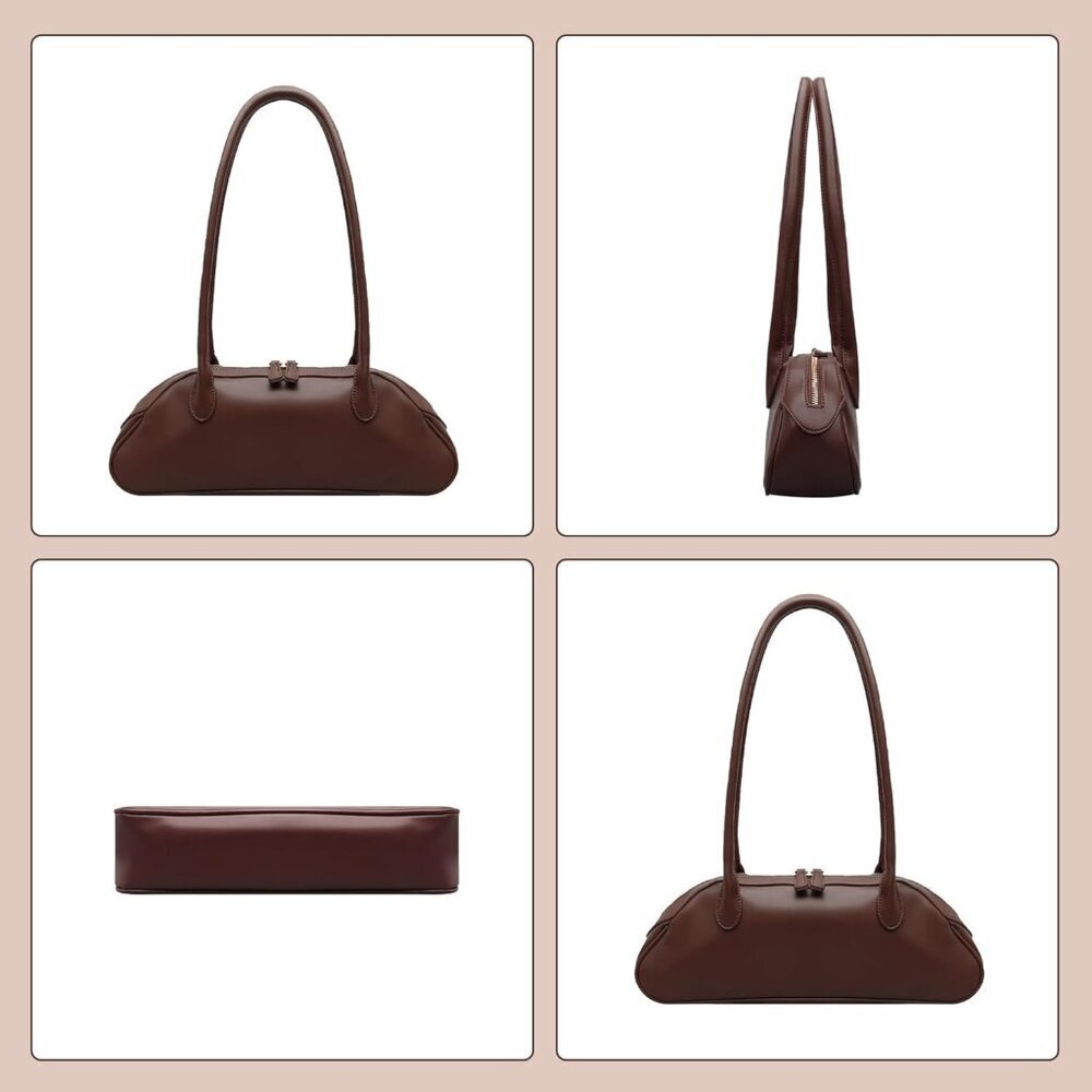 Women's Coffee Shoulder Bag PU Leather Trendy Y2K Fashion Purses for Travel - Picture 2 of 7